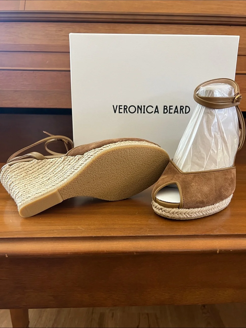 $180 (currently retailing $375) Veronica Beard Brown Suede Espadrille Wedge